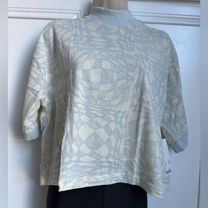 Urban Outfitters BDG Mock Neck Geometric Pattern Shirt. Size XS. BlueCream.
